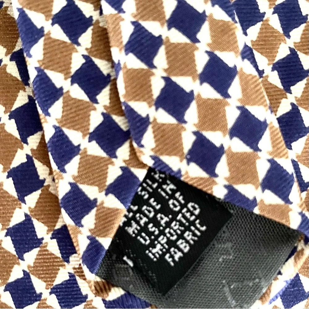 Christian Dior Silk Tie Blue Mustard Yellow Chic Party Office Suit Shirt Attire